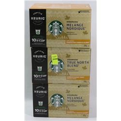 THREE BOXES OF STARBUCKS K CUPS