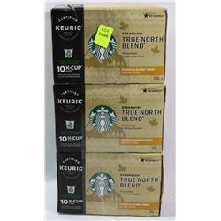 THREE BOXES OF STARBUCKS K CUPS