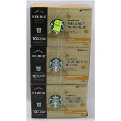 THREE BOXES OF STARBUCKS K CUPS