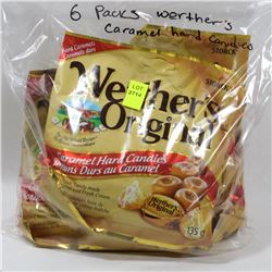 6 PACKS OF WERTHERS CARAMEL HARD CANDIES