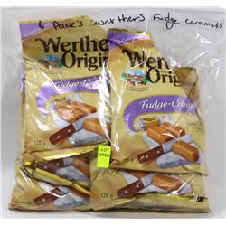 6 PACKS OF WERTHERS FUDGE CARAMELS