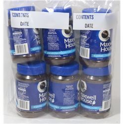 6 TUBS OF MAXWELL HOUSE HALF CAFF INSTANT COFFEE