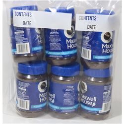 6 TUBS OF MAXWELL HOUSE HALF CAFF INSTANT COFFEE