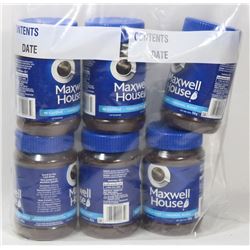 6 TUBS OF MAXWELL HOUSE HALF CAFF INSTANT COFFEE