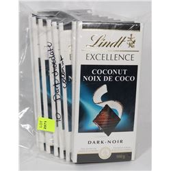 10 DARK CHOCOLATE COCONUT LINDT BARS