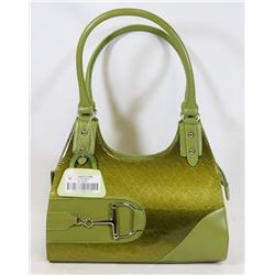 GREEN SNAKESKIN STYLE HANDBAG