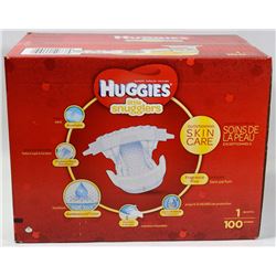 CASE OF 100 HUGGIES LITTLE SNUGGLERS DIAPERS SIZE1