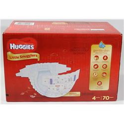 CASE OF 70 HUGGIES LITTLE SNUGGLERS DIAPERS SIZE 4