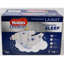 CASE OF 74 HUGGIES OVERNITES DIAPERS SIZE 4