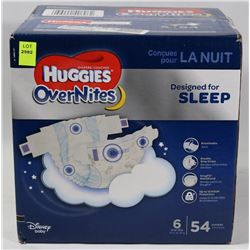 CASE OF 54 HUGGIES OVERNIGHTS DIAPERS SIZE 6