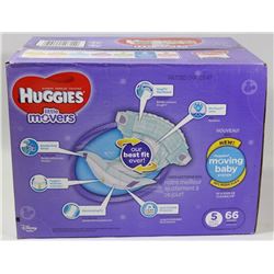 CASE OF 66 HUGGIES LITTLE MOVERS DIAPERS SIZE 5