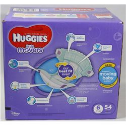CASE OF 54 HUGGIES LITTLE MOVERS DIAPERS SIZE 6