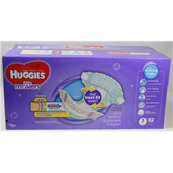 CASE OF 92 HUGGIES LITTLE MOVERS DIAPERS SIZE 3