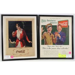 COCA COLA AND SATURDAY EVENING POST FRAMED PICS