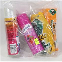 BAG OF WOMENS RAZORS AND SHAVE GEL