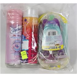 BAG OF WOMENS RAZORS AND SHAVE GEL