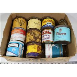 BOX OF VINTAGE TOBACCO TINS