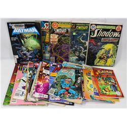 BOX OF COMIC BOOKS INCL THE SHADOW, THE SWAMP