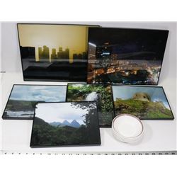LOT OF 6 PICTURES IN FRAMES AND CHINA BOWL