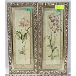2 FRAMED FLORAL WALL HANGINGS