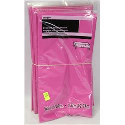 9 PINK PLASTIC TABLE COVERS