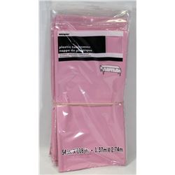6 LIGHT PINK PLASTIC TABLE COVERS