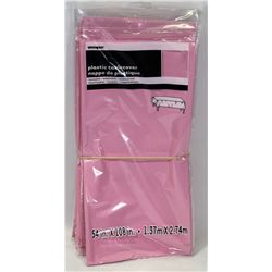 6 LIGHT PINK PLASTIC TABLE COVERS