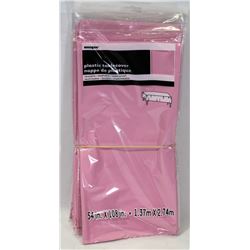 6 LIGHT PINK PLASTIC TABLE COVERS