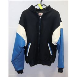 NEW SIZE 42 BLUE AND WHITE BOMBER JACKET WITH