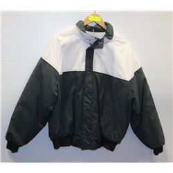 NEW SIZE MED GREY AND WHITE BOMBER JACKET