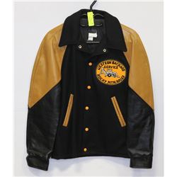 NEW MENS SZ 40 BOMBER JACKET W/ LEATHER SLEEVES