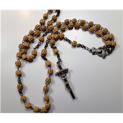 1)  NATURAL SEED ROSARY WITH MEDAL &