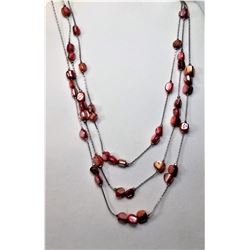 13)  SILVER TONE & PINK ABALONE TRIPLE