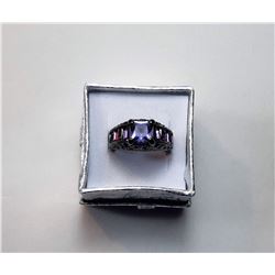 7)  BLACK RHODIUM PLATED & PURPLE CZ