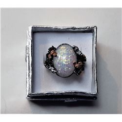 10)  VINTAGE STYLE WHITE FIRE OPAL RING