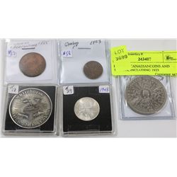 LOT OF 5 CANADIAN COINS AND TOKENS, INCLUDING 1923