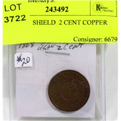 1868 USA  SHIELD  2 CENT COPPER COIN