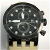 Image 1 : 49) ROCAWEAR WHITE LEATHER MENS CHRONOGRAPH WATCH