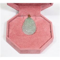 2) 14K YELLOW GOLD GENUINE JADEITE PENDANT