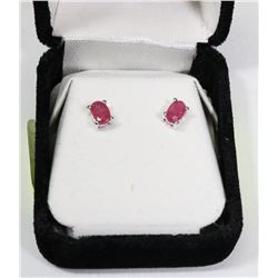 6) STERLING SILVER RUBY STUD EARRINGS