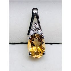 8) STERLING SILVER CITRINE & DIAMOND PENDANT