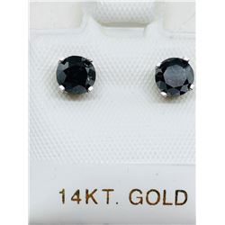 12) 14K WHITE GOLD BLACK DIAMOND EARRINGS