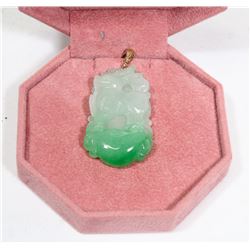 13) 14K YELLOW GOLD GENUINE JADEITE PENDANT