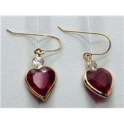 14) 14K YELLOW GOLD RUBY & DIAMOND EARRINGS