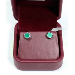 17) STERLING SILVER EMERALD STUD EARRINGS