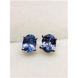23) STERLING SILVER TANZANITE EARRINGS