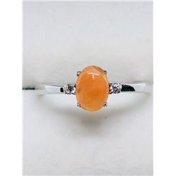 28) STERLING SILVER OPAL & CUBIC ZIRCONIA RING