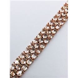 32) ROSE GOLD PLATED ST. SILVER MORGANITE BRACELET