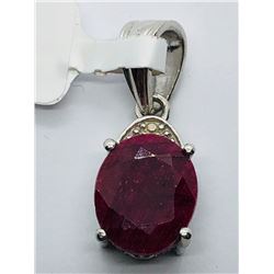 33) STERLING SILVER RUBY PENDANT W/ FASHION CORD