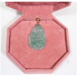 40) 14K YELLOW GOLD GENUINE JADEITE PENDANT